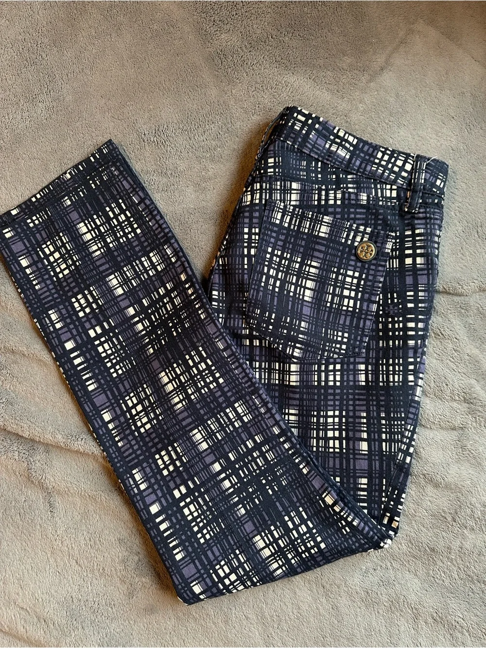 Tory Burch Women’s Low Rise Skinny Blue Leg Pant